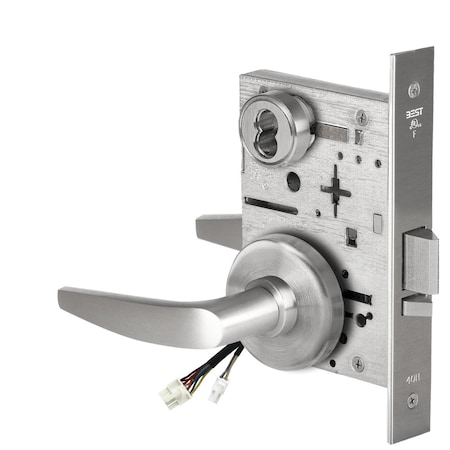 Best Fail Safe, 24V, Electrified Mortise Lock, 16 Lever, H Rose, Satin Stainless Steel 45HW7DEL16H630